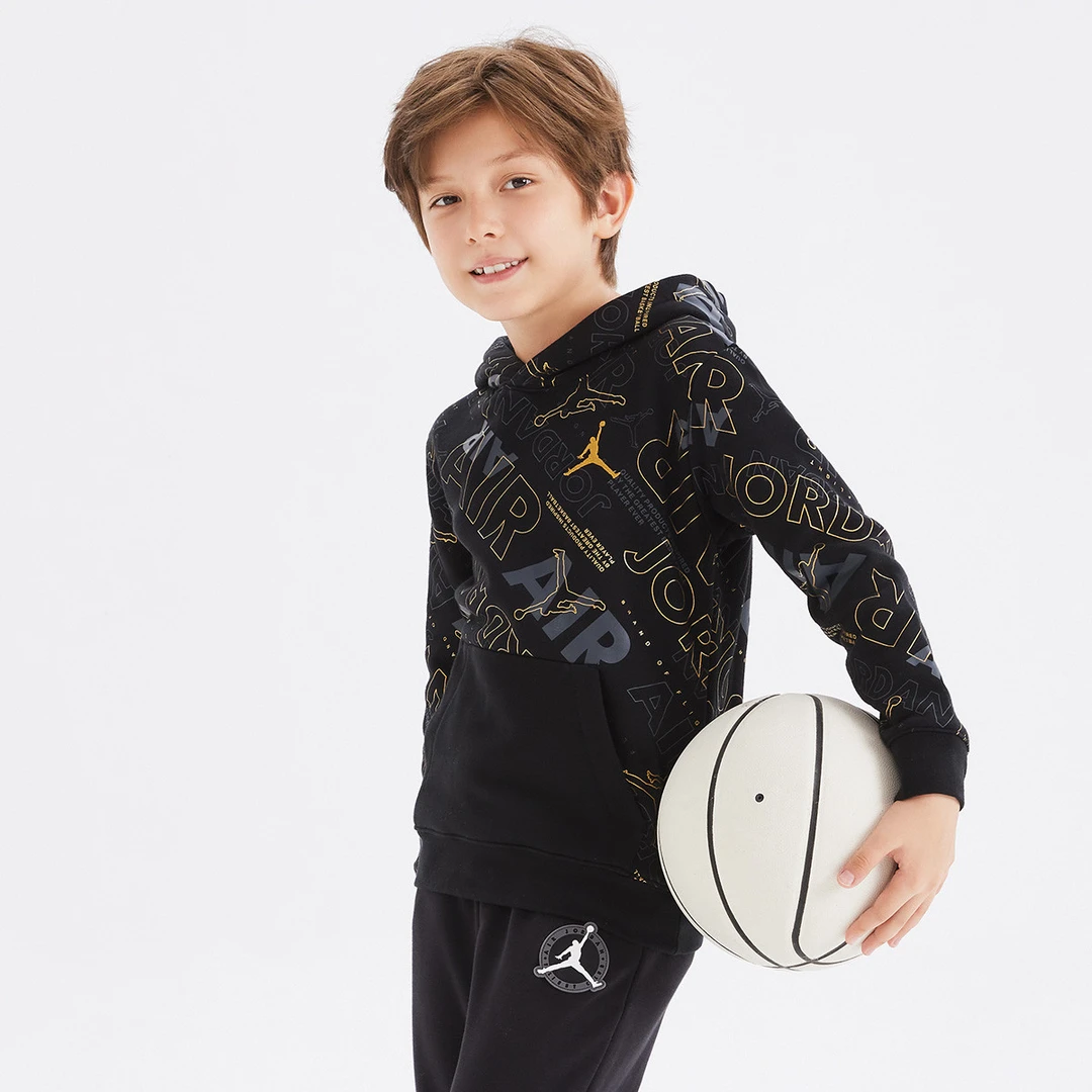 AIR JORDAN童装 男女童满印金标连帽卫衣JDB-PO-C017