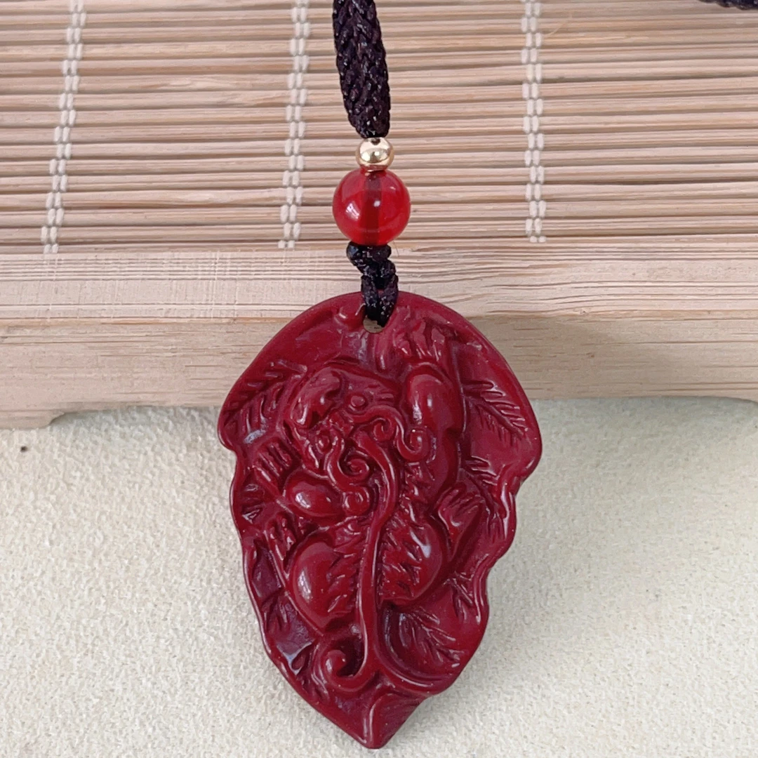 含辰砂工艺品0172一叶暴富生财皮丘吊坠