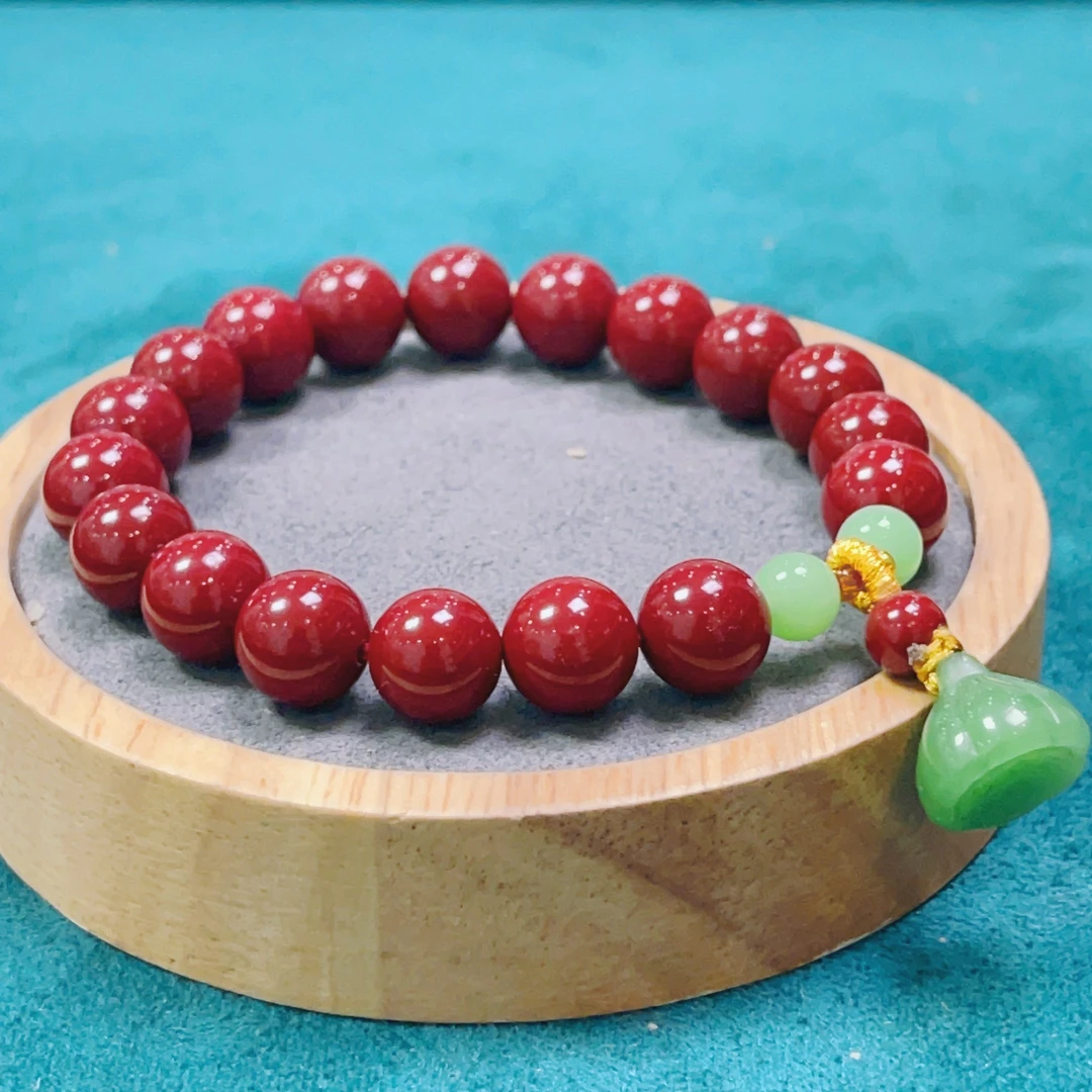 含辰砂工艺品0150卡10m圆珠配莲蓬手链