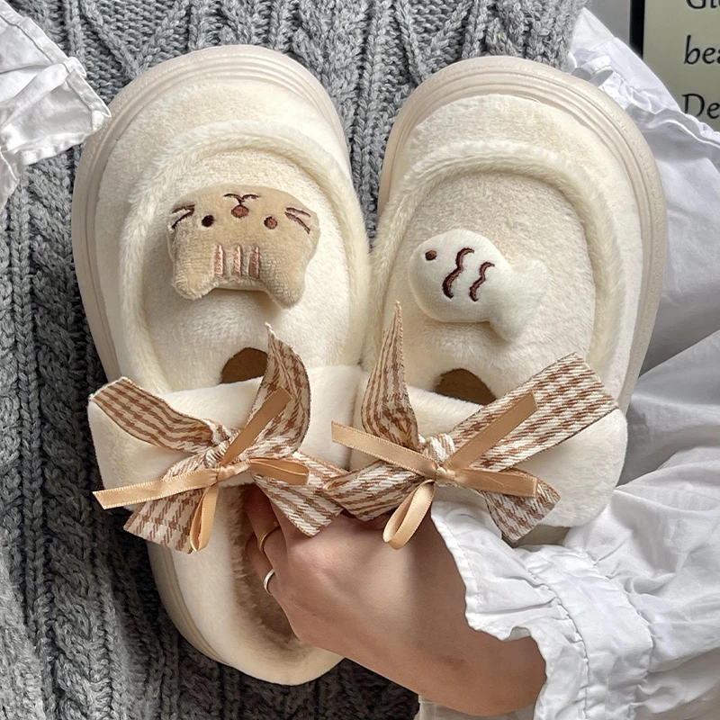 【甜妹专属】棉拖鞋女士2024冬季新款可爱甜美软底防滑玛丽珍棉拖