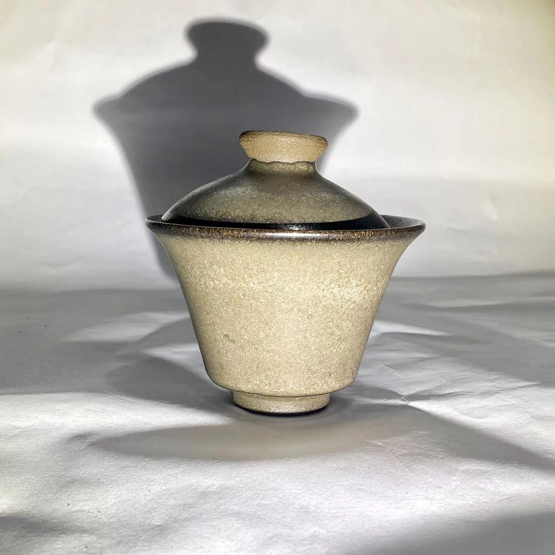 茶具黑色复古纯手工三才盖碗建盏盖碗