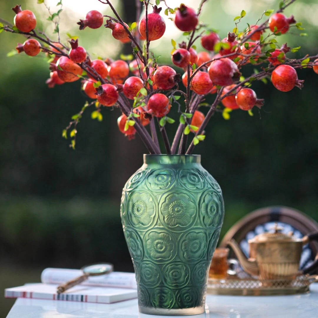 【奇居专属】高档艺术款水晶琉璃花瓶摆件灰绿SJHA#14310