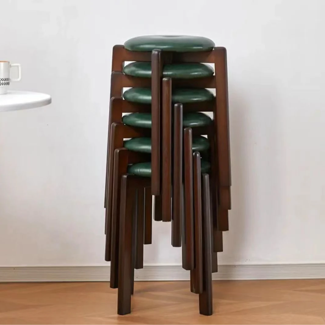 【家用可叠软包圆凳】家用创意简约叠放餐凳时尚客厅餐厅新中式家具