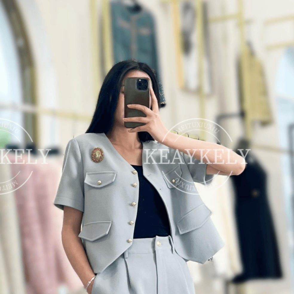 keay kely/可艾可莉 KeayKely新款V领（华夫格）优雅轻奢定制经典多色外套上衣时尚