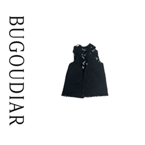 休闲女士黑色设计师拼接时尚百搭双面穿马甲Y001