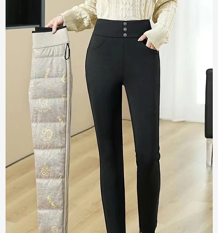 秋冬90鹅绒羽绒裤打底裤