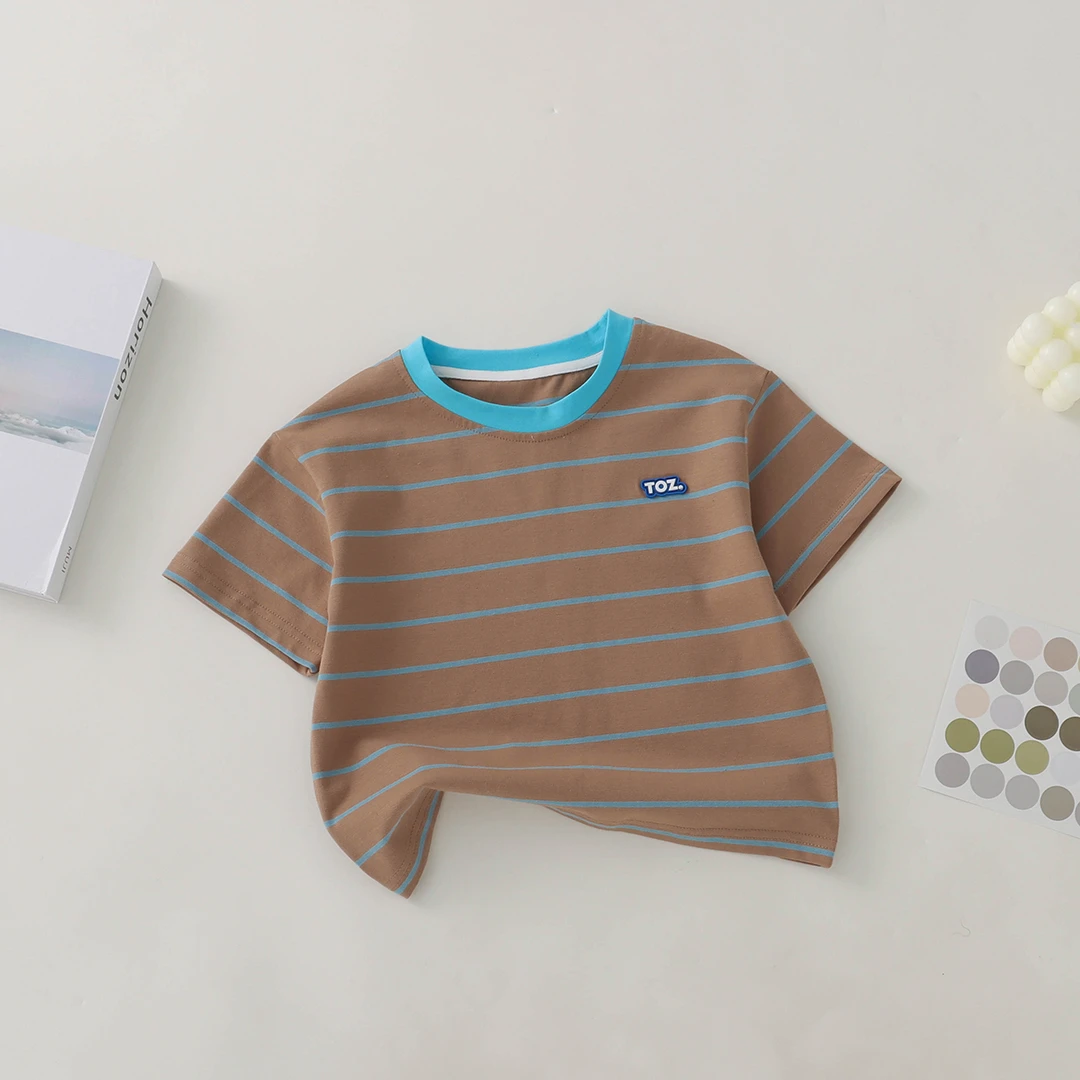 【幼棉光年】夏款 中性 时尚 韩版 儿童 百搭 休闲 条纹T恤 12779