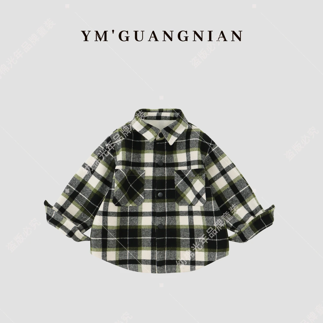 【幼棉优选】冬款男童加绒保暖舒适经典格纹衬衫外套322838