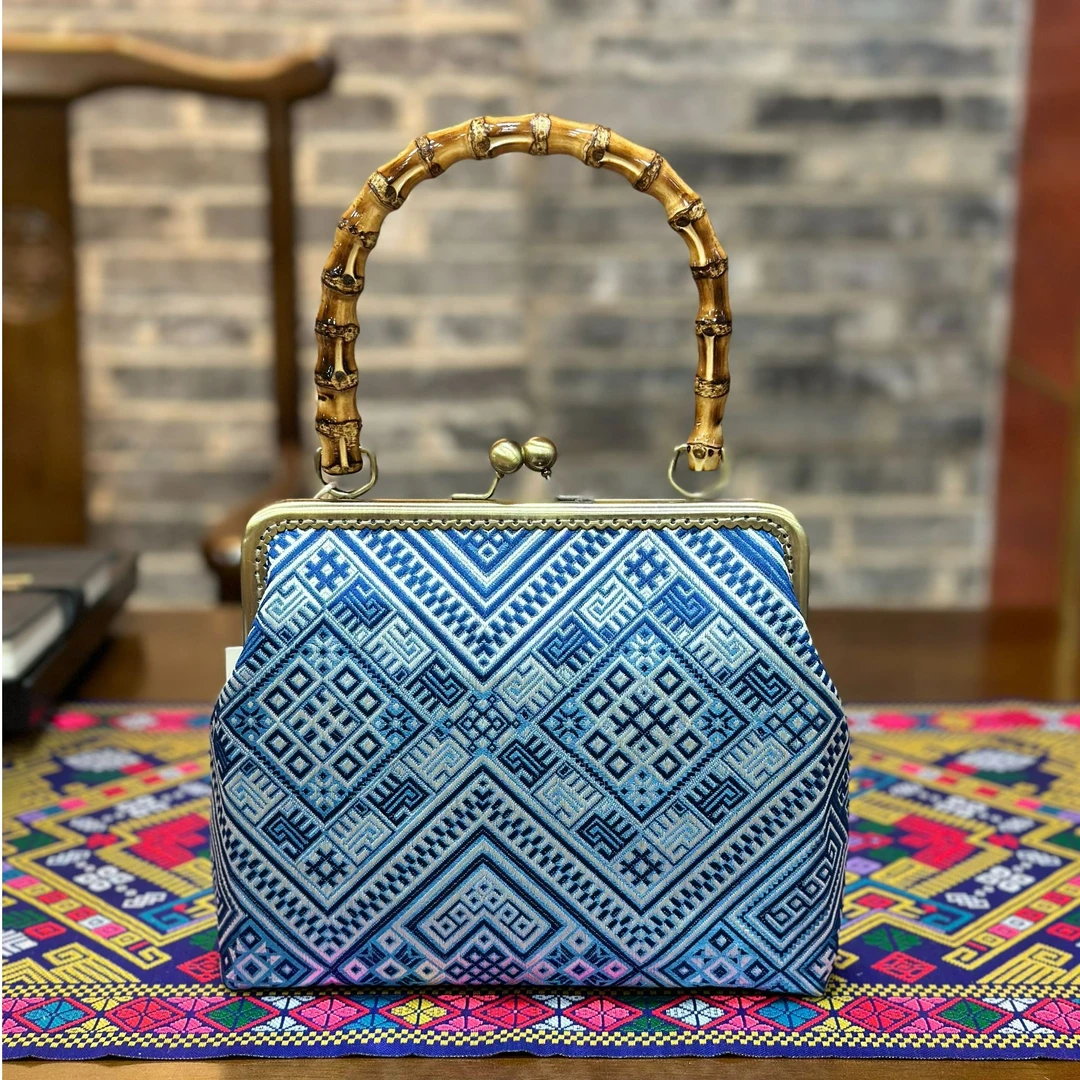 新中式国风女包非遗壮锦旗袍汉服竹节手提原创织锦小众轻奢