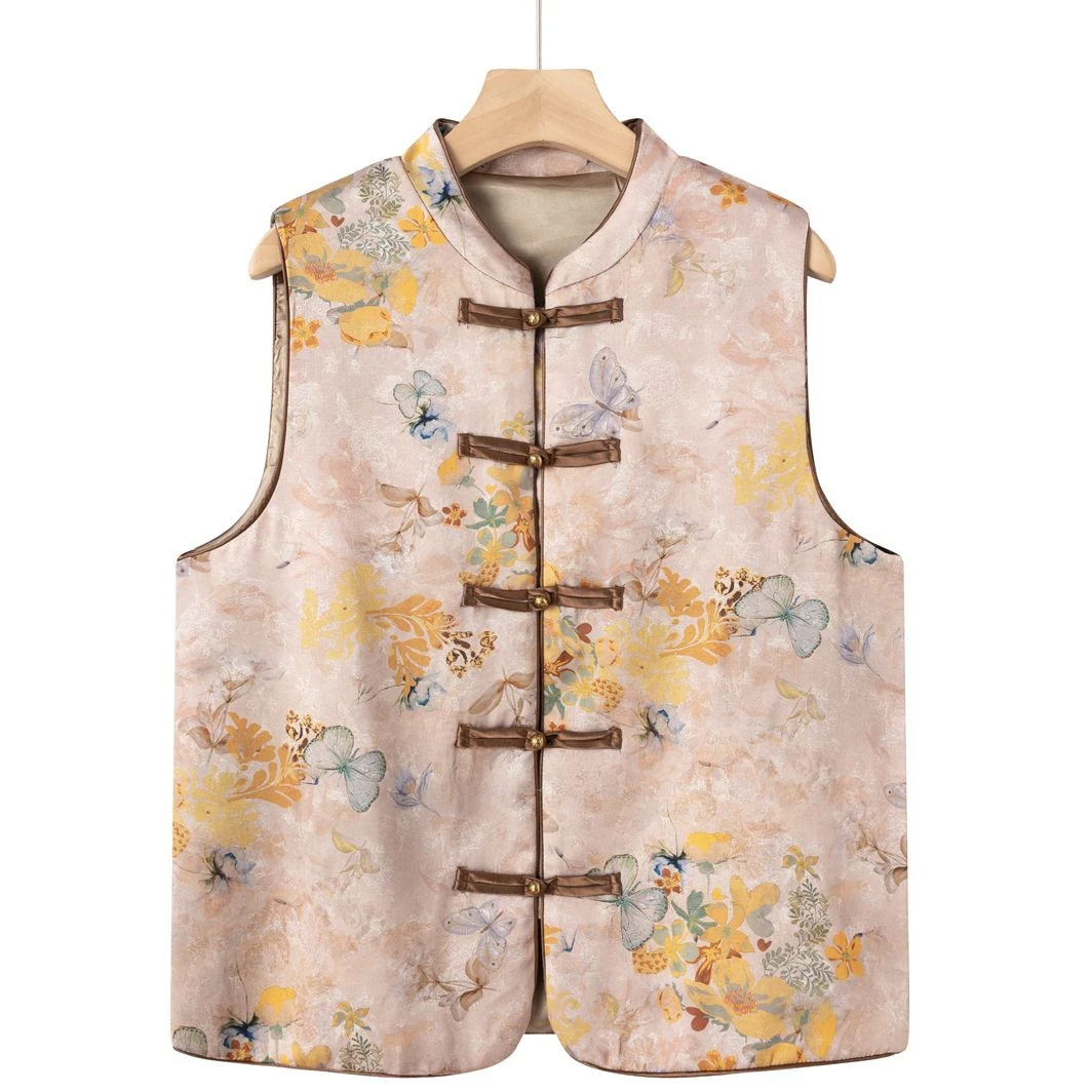 新中式休闲百搭国风提花马甲春季蝶恋花