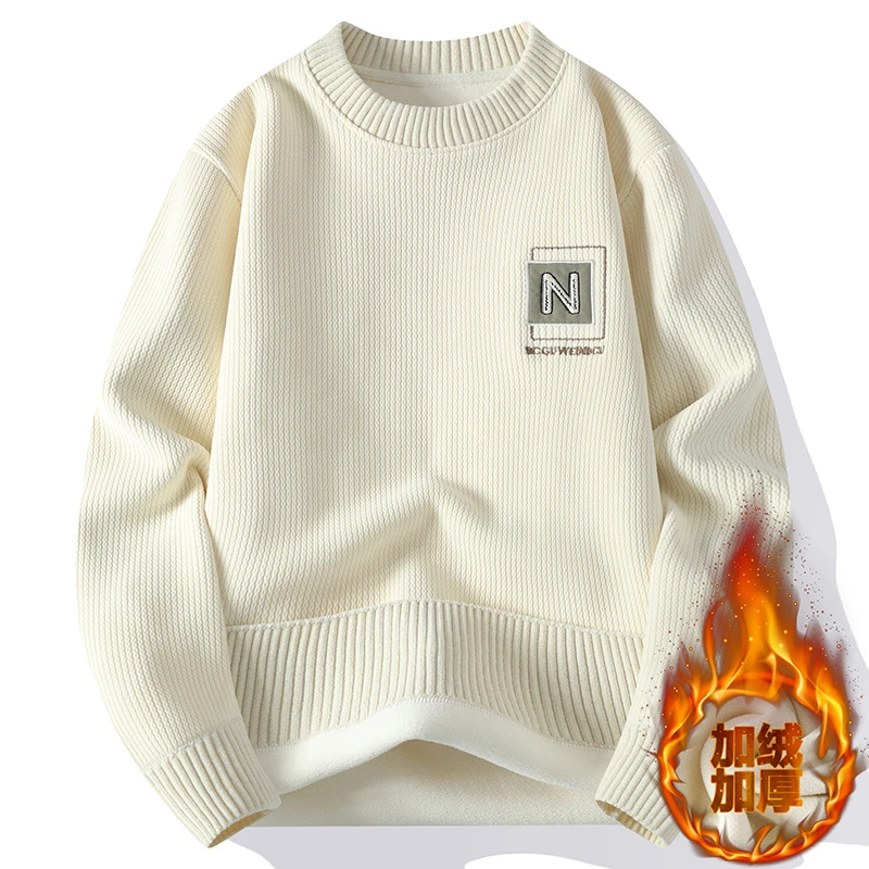 【高品质一体绒 不起球】加绒加厚保暖冬毛衣男休闲打底衫宽松卫衣3