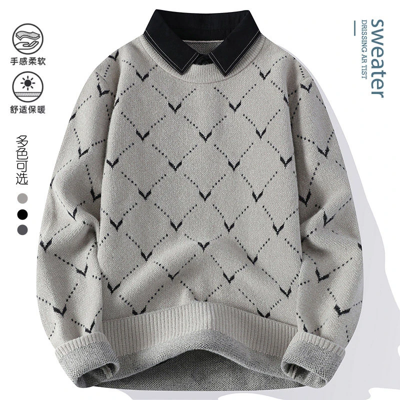 2024品质秋冬男士衬衫领时尚宽松休闲舒适格子百搭保暖上衣M9951