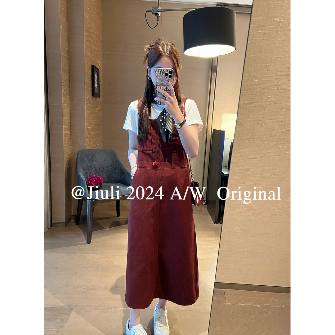 九莉【暮光】秋季减龄洋气后中开衩牛仔背带裙