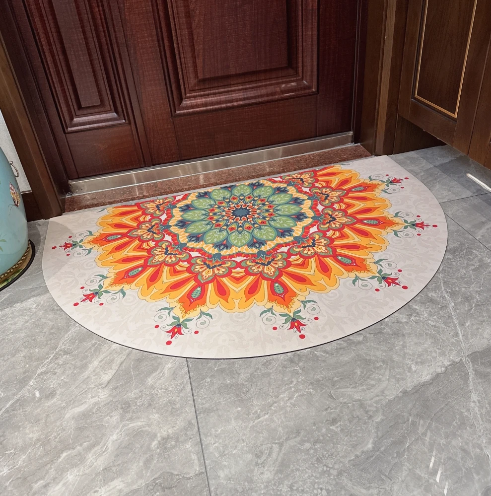 新中式硅藻泥地垫卧室厨房沥水垫房间吸水防滑垫半圆形地垫脚垫