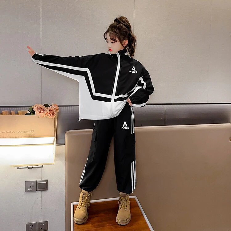 哆艾衣点网供&2107-拉条拼色休闲套装