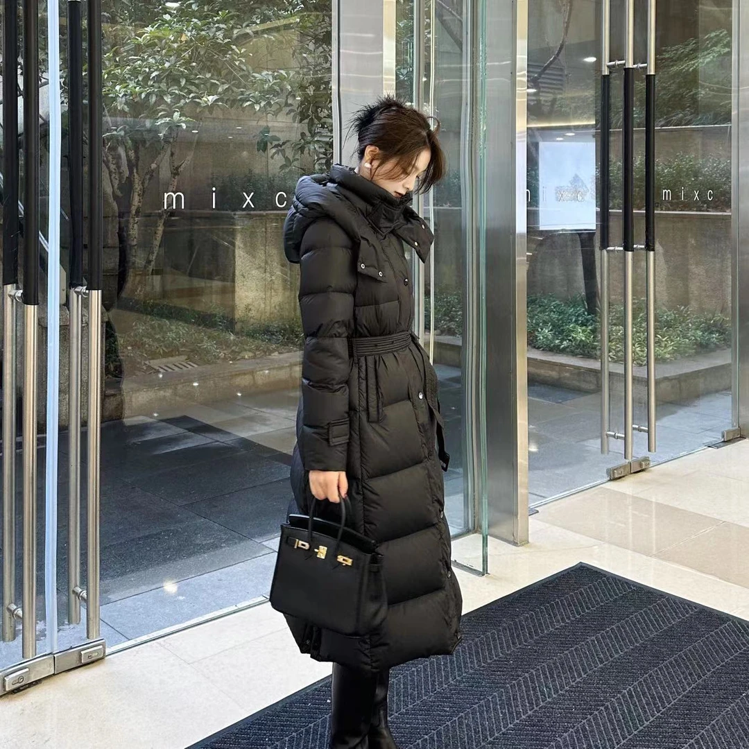 LUOZHIYIN/罗知音C39004Z中长款百搭羽绒服外套显瘦收腰连帽外套