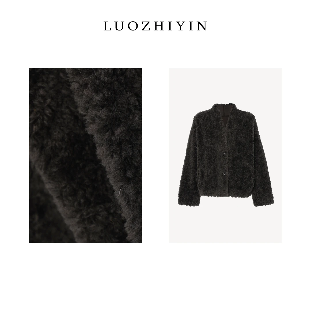 LUOZHIYIN/罗知音C111324TZ重工100%羊毛定制扣毛绒保暖短外套