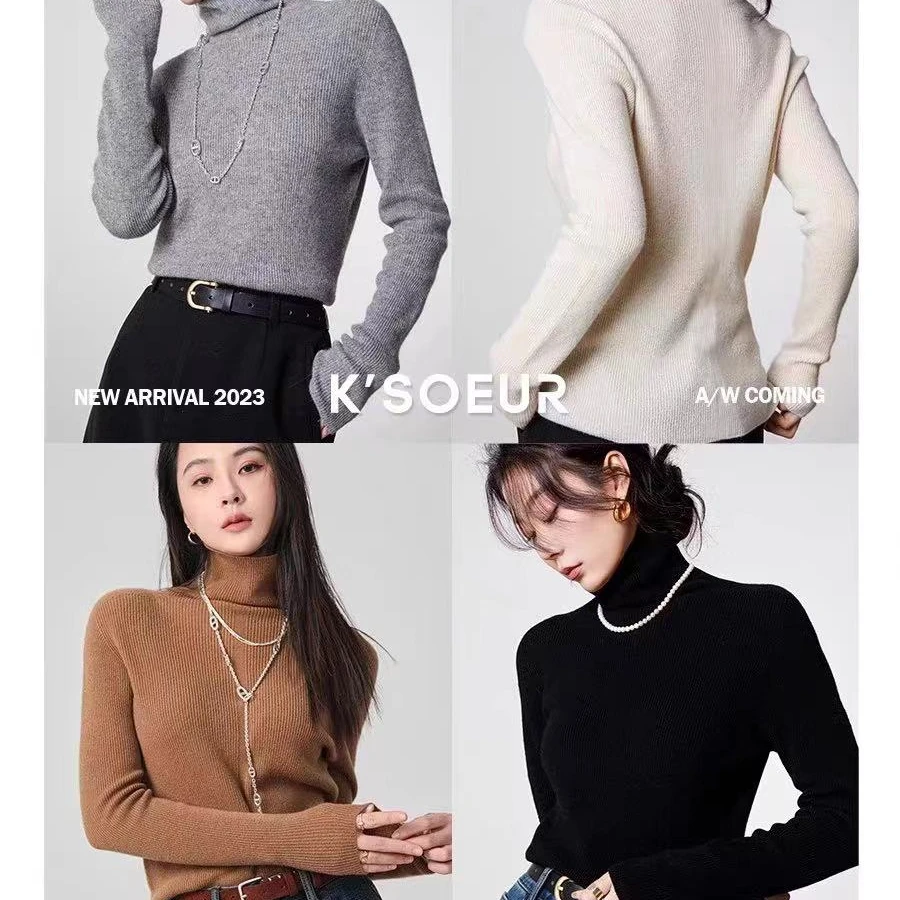 LUOZHIYIN/罗知音T611233TZ高级感高领100羊毛打底针织衫上衣