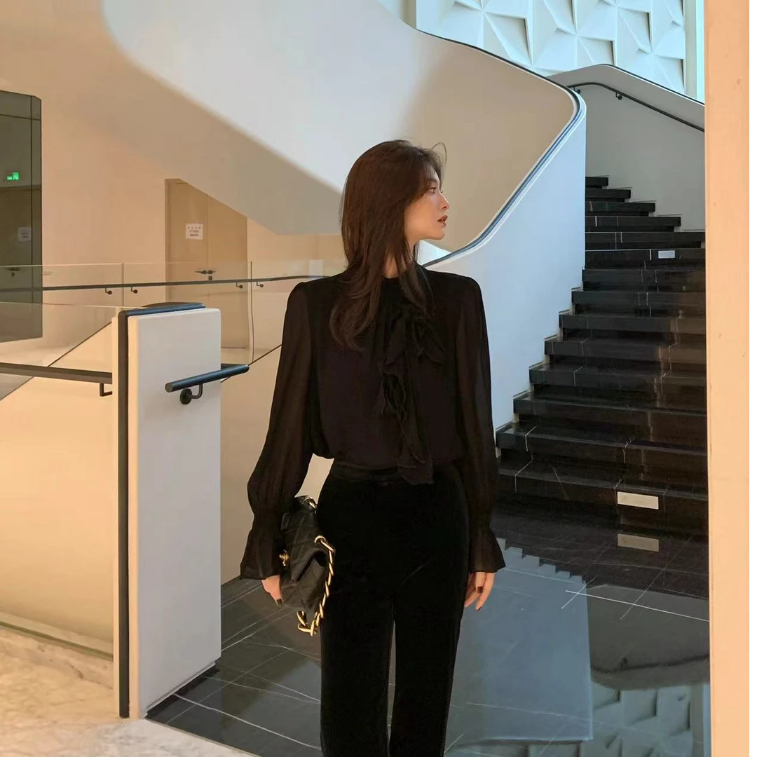 LUOZHIYIN/罗知音T111015F秋季新款设计感轻奢风衬衫百搭显瘦小衫