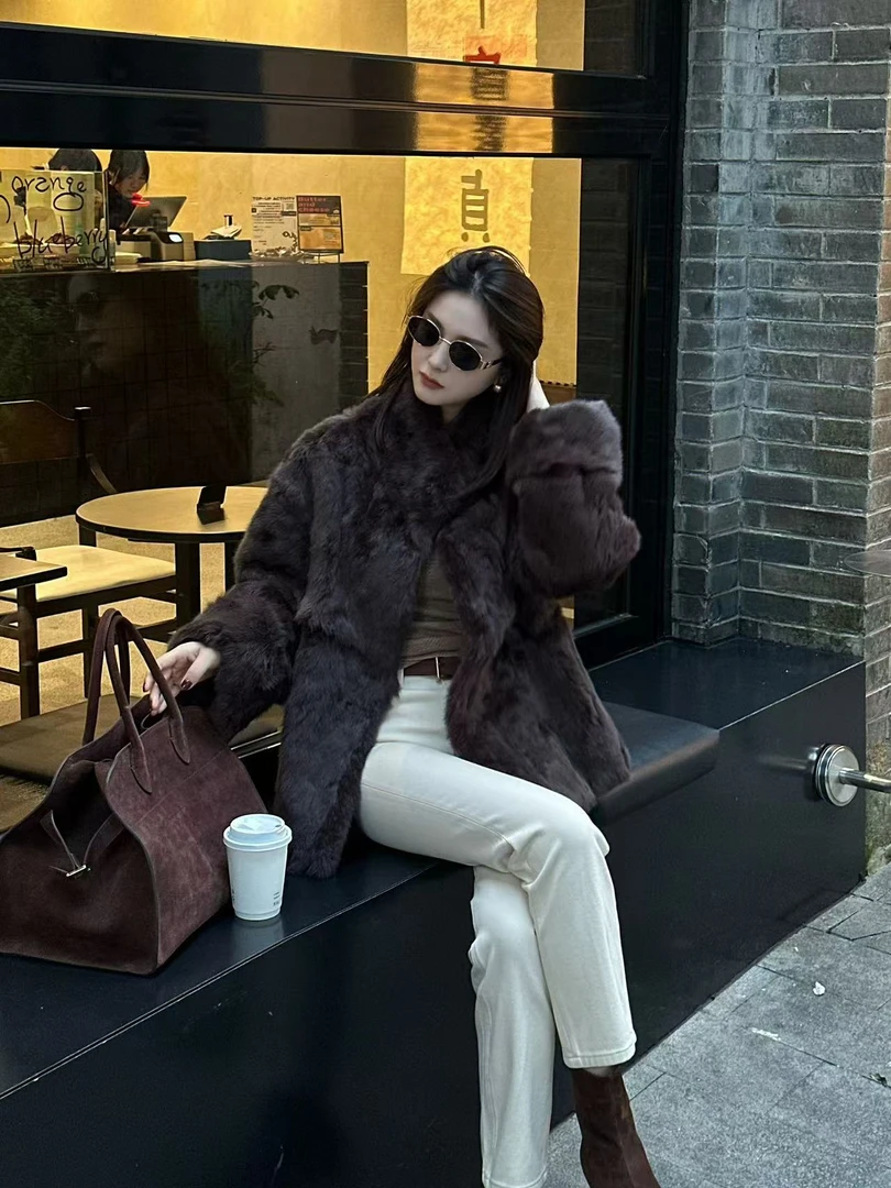 LUOZHIYIN/罗知音C111764TZ【兔毛】款式韩版毛绒短外套保暖上衣