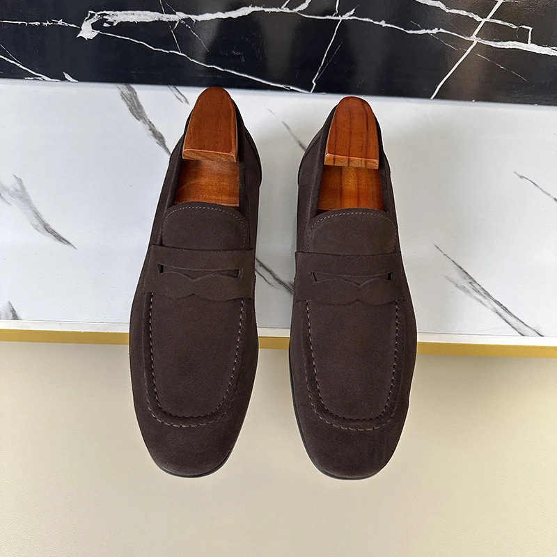 青年真皮反毛皮磨砂皮乐福鞋舒适男鞋子商务百搭透气软面软底时尚