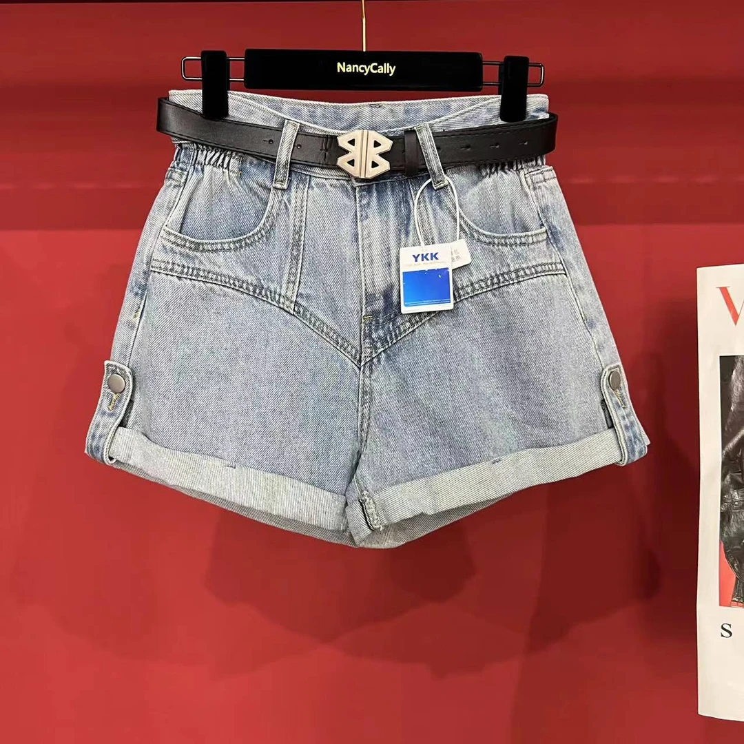 【SandyColly名品】设计感百搭卷边牛仔显瘦阔腿裤 8057