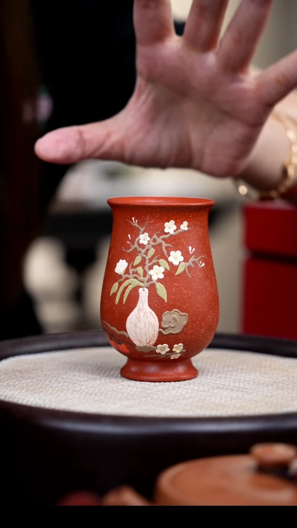 【闪购商品】紫砂茶壶红降坡泥宝瓶杯泥绘宝瓶