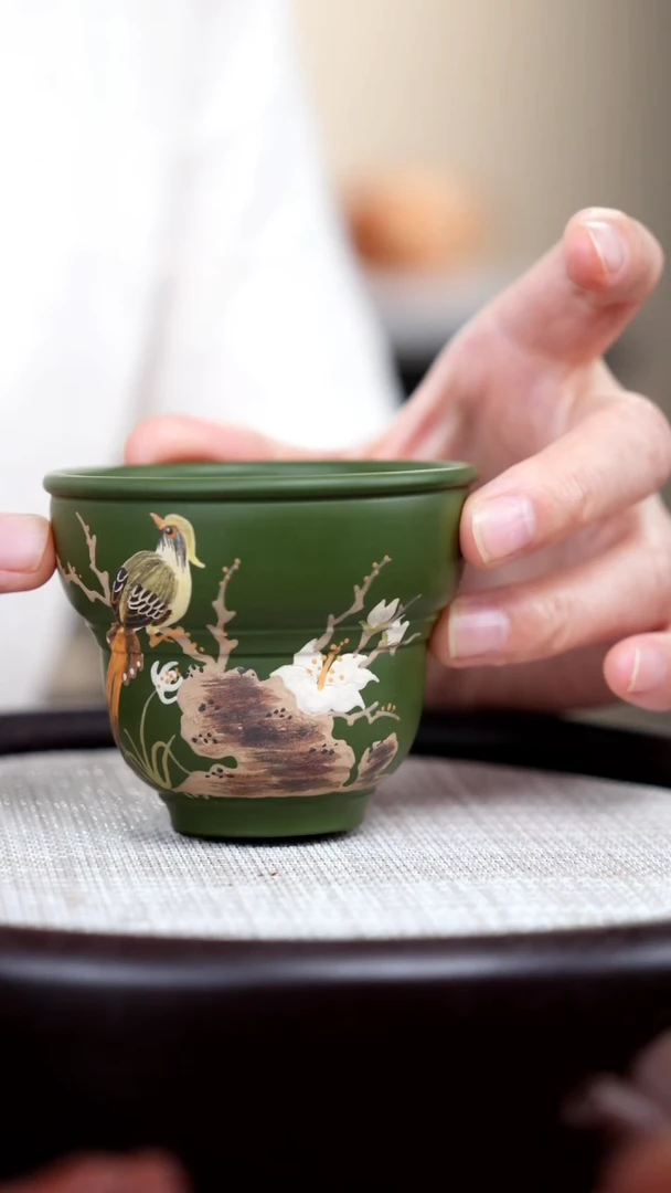 【闪购商品】紫砂茶壶民国绿葫芦杯泥绘