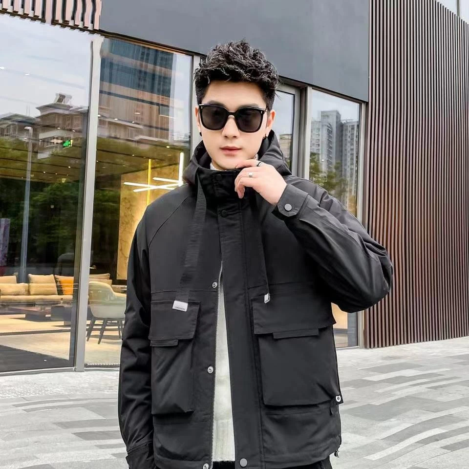 春季新款棉服保暖加厚休秋冬流行闲潮流连帽时尚百搭男士立领816