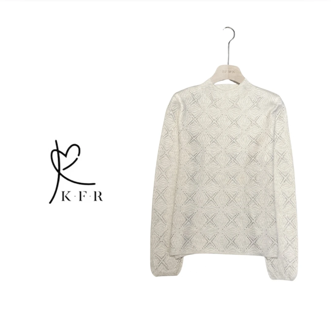 【冬季新款】欧货时尚圆领立体浮雕满天星针织上衣 KFR-E92#