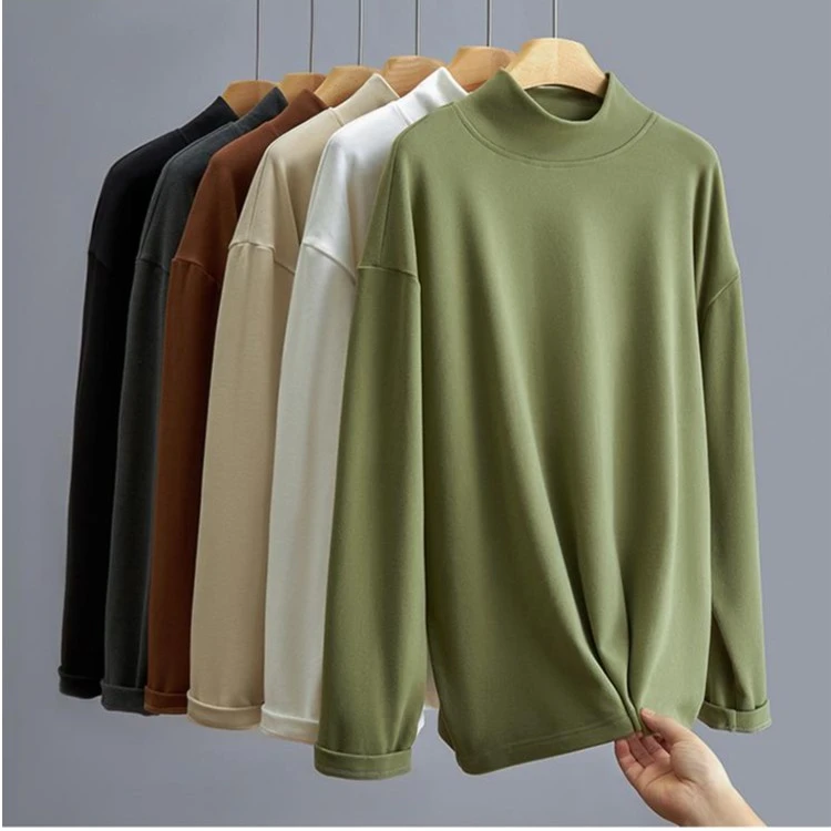 双面德绒秋冬季打底衫男半高领内衣外穿中领青年保暖上衣加厚上衣