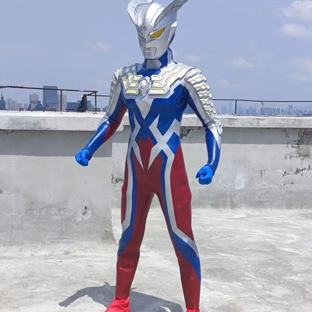 男童cos演出套装迪迦赛罗奥特曼衣服头盔头套成人儿童紧身连体衣