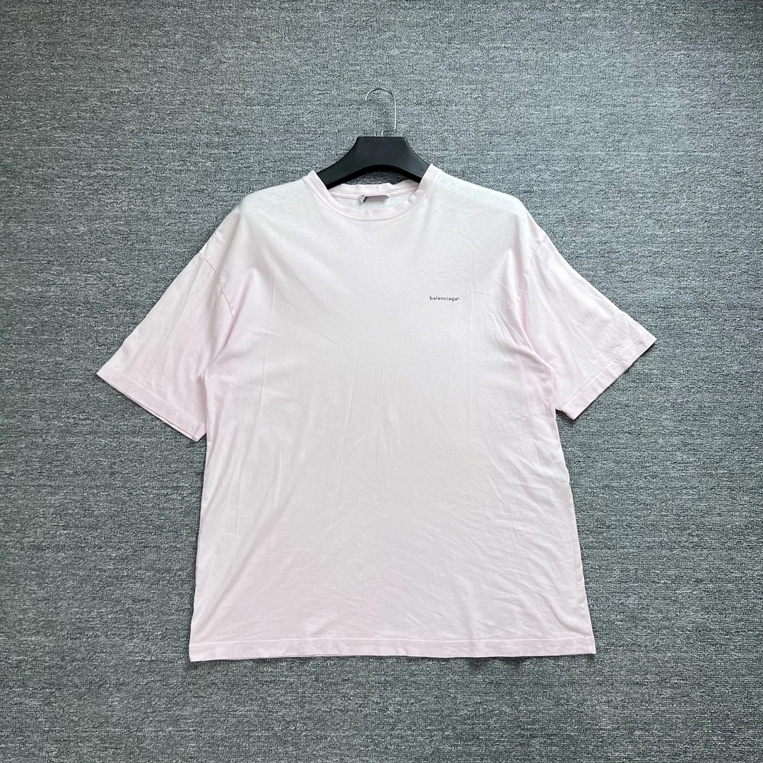 Balenciaga/巴黎世家粉色字母小logo短袖/XS/95新/公价4600