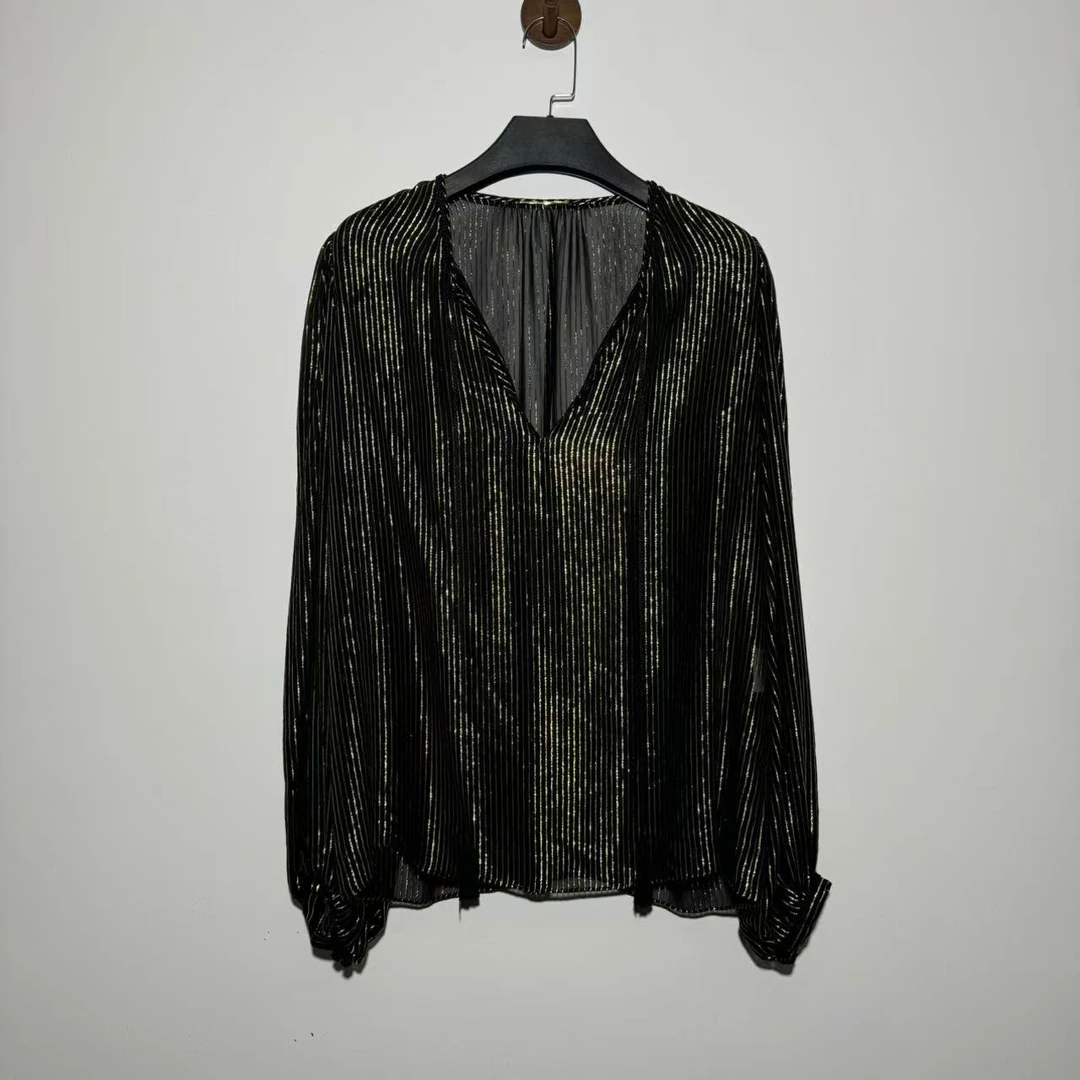 Saint Laurent Paris/ slp金丝条纹衬衫/Fr36/99新