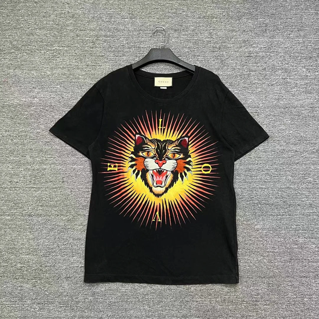 Gucci/古驰复古做旧风山猫刺绣短袖/M/98新/公价5050