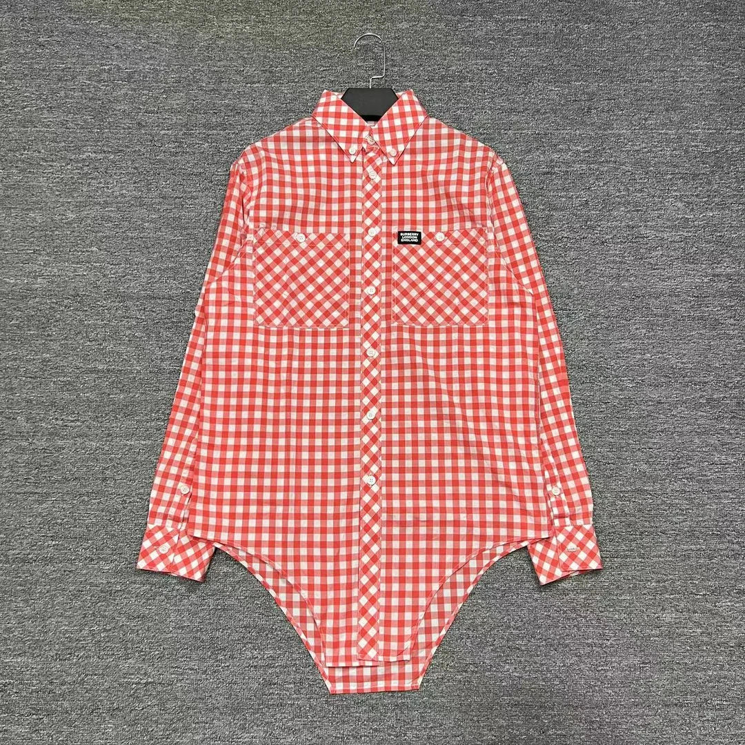 Burberry/巴宝莉红白格纹衬衫/XXS/99新