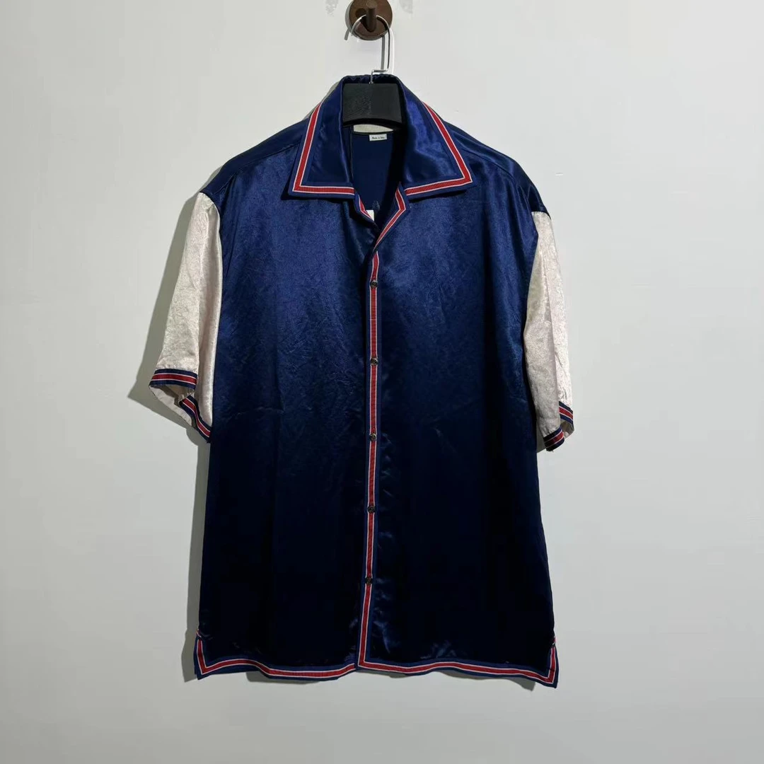 GUCCI/古驰星星丝绸短袖衬衫/48/全新