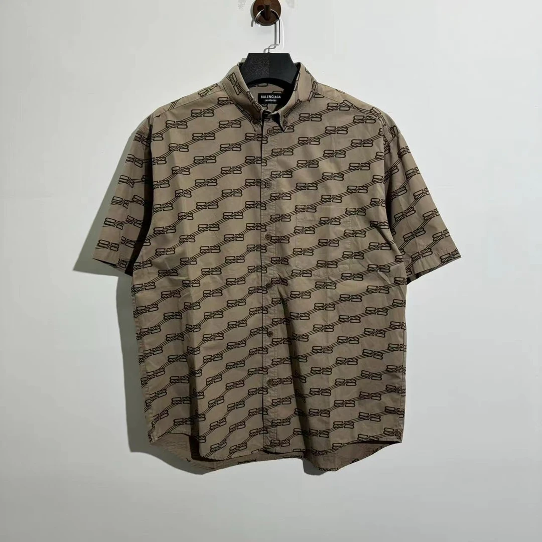 Balenciaga/巴黎世家双B满印短袖衬衫/37/99新
