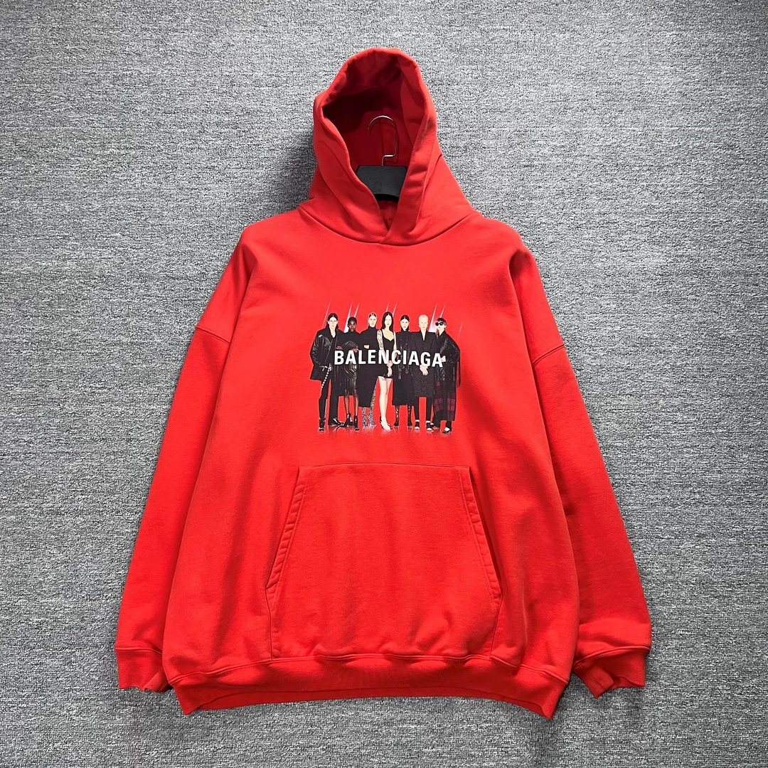 Balenciaga/巴黎世家红色人像帽衫/S/99新/公价6800