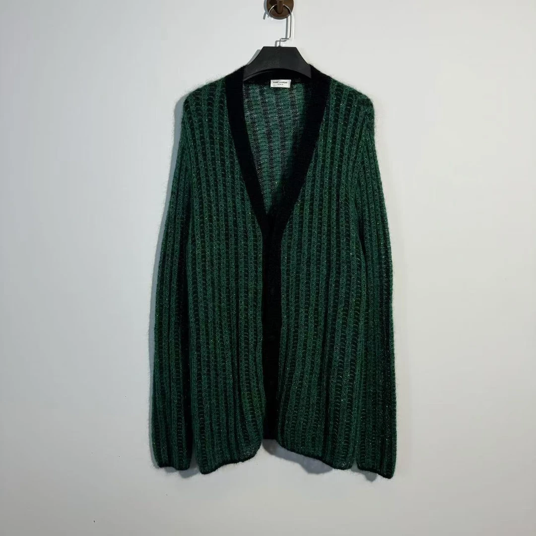 Saint Laurent Paris/ slp绿色条纹开衫/S/99新