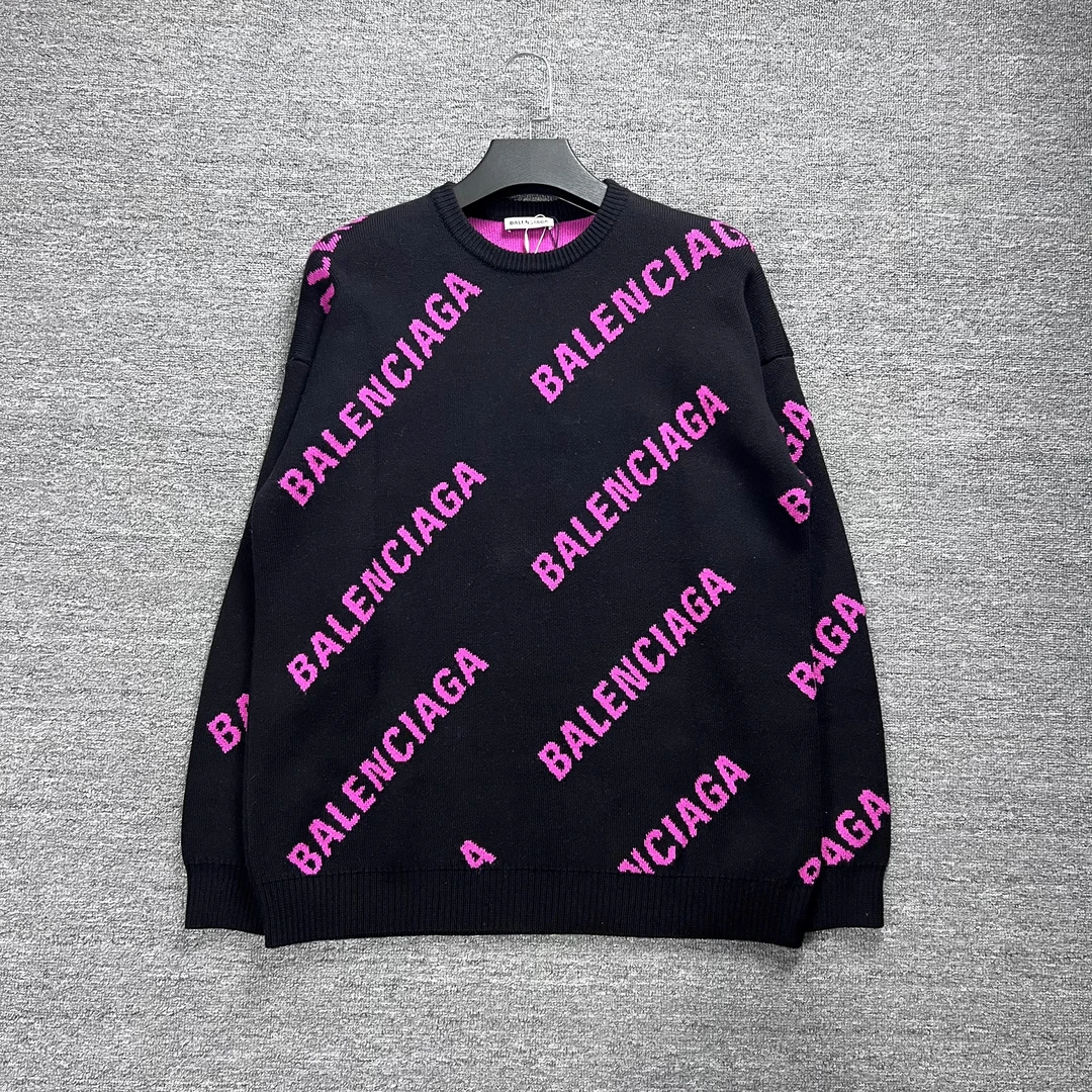 99新 Balenciaga/巴黎世家 黑粉弹幕毛衣/S码