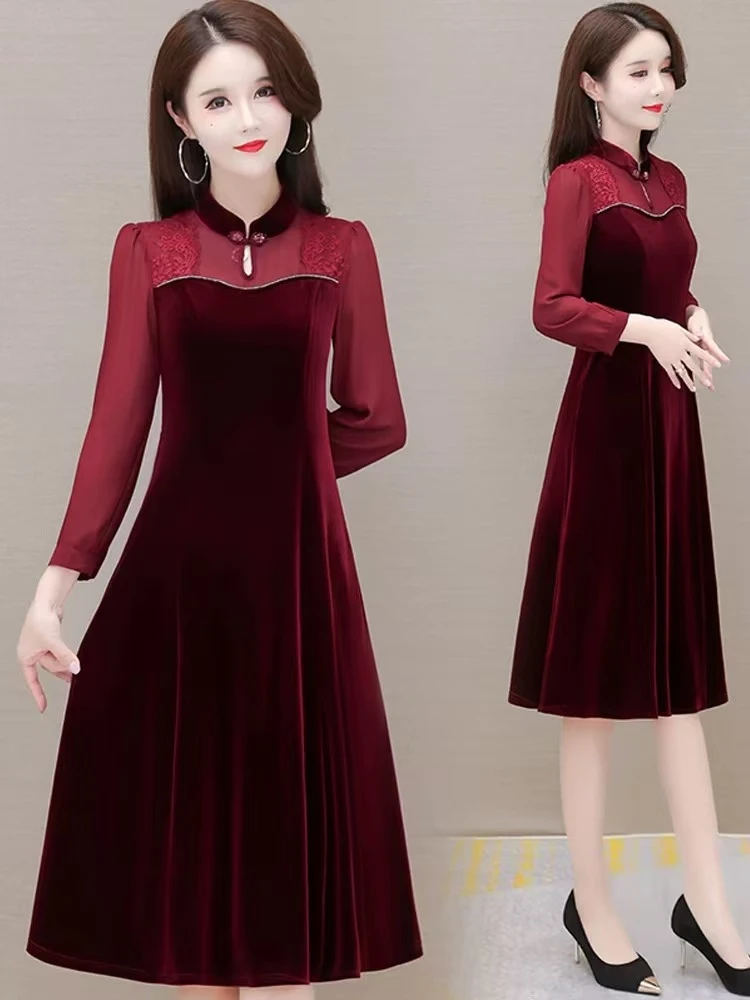 【A378】女士新款时尚修身显瘦高端气质长袖连衣裙