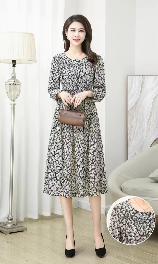 【Z955】2024新款女长袖高端气质修身显瘦连衣裙【直播间实物为准】