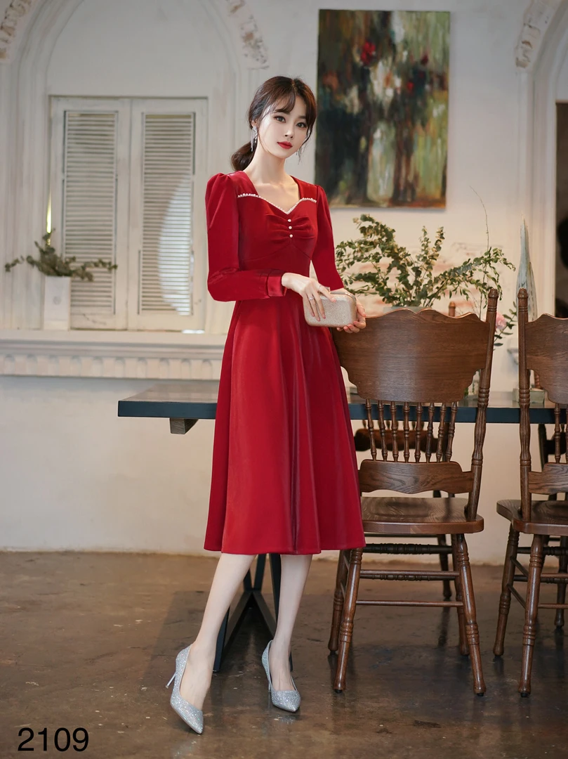 【Z785】2024新款时尚修身显瘦高端气质长袖连衣裙【直播间实物为准】