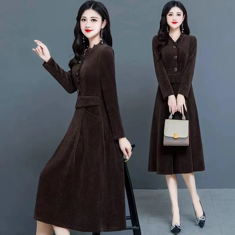 【1-100】2024新款气质修身显瘦秋冬连衣裙集合链接