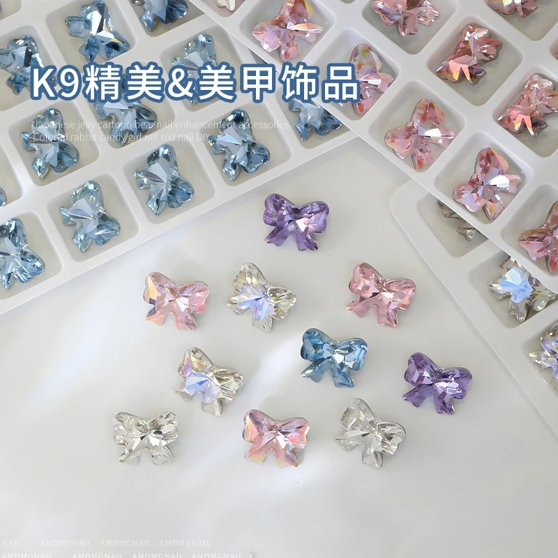 美甲饰品2025年新款网红爆款k9水晶蝴蝶结美甲装饰品爆闪美甲钻饰