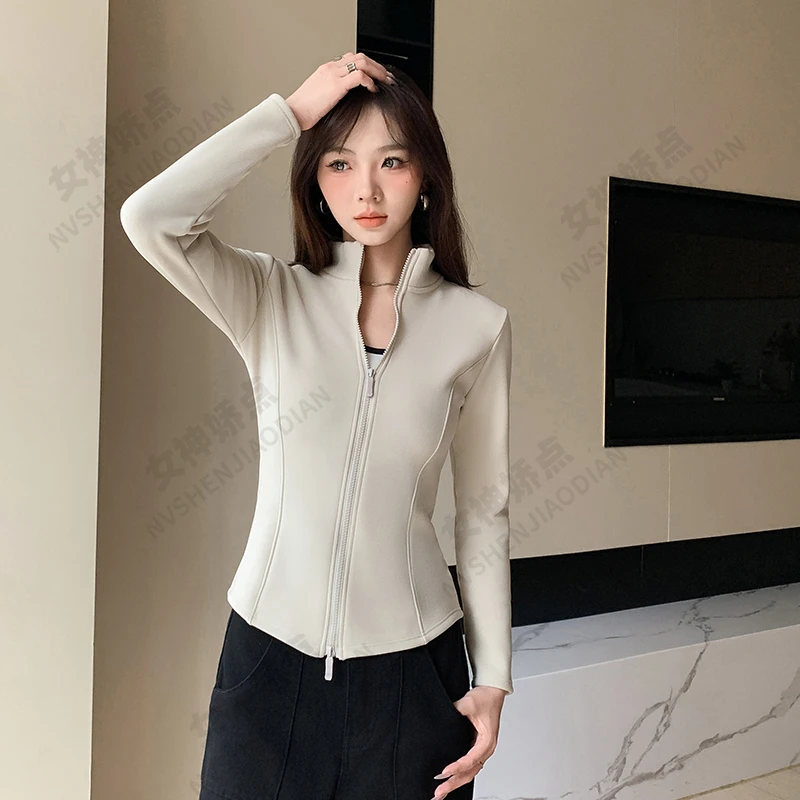 【娜姐专属】秋冬石墨烯小蛮腰立领外套户外运动加绒开衫女修身显瘦