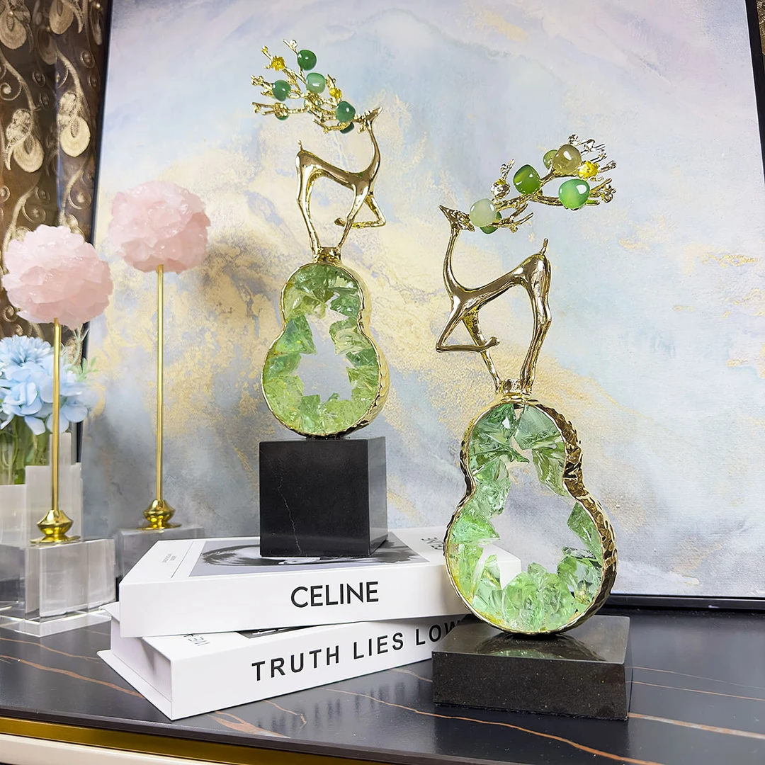 轻奢高档葫芦网红玄关家居饰品鹿摆件礼品电视柜摆件装饰品客厅摆