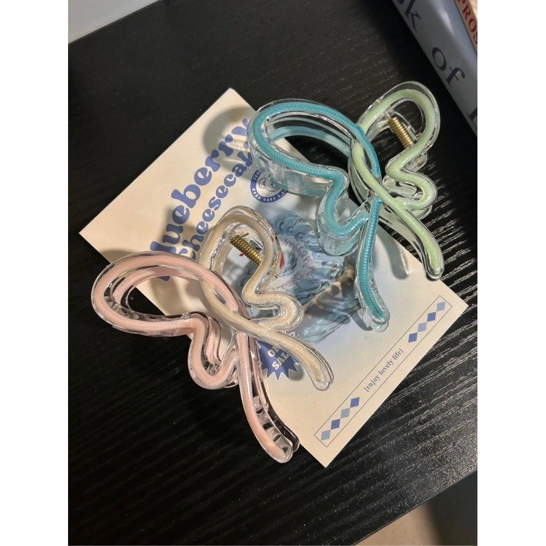 新款滴油渐变鲨鱼夹后脑勺抓夹少女心清新蝴蝶发饰头饰抓夹春夏