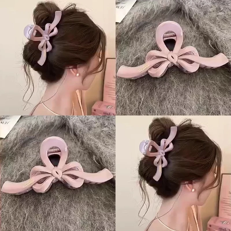 温柔如你~蝴蝶结抓夹秋大号鲨鱼夹2024新款发夹女后脑勺夹子发饰